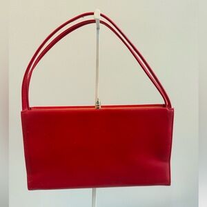 Vintage Red Theodore California Clutch with Double Top Handles